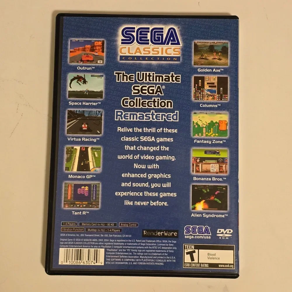 VTG PS2 Sega Classics‎ Collection (Sony PlayStation 2, 2004) Complete / Tested